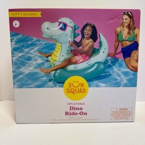 Sun Squad Inflatable Dino Ride Pool On Float 4ft 7in (55"x33.5") Giant Dinosaur